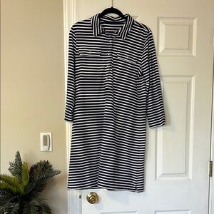 Vineyard Vines Navy Blue and White Polo Collar 3/4 Sleeve Dress